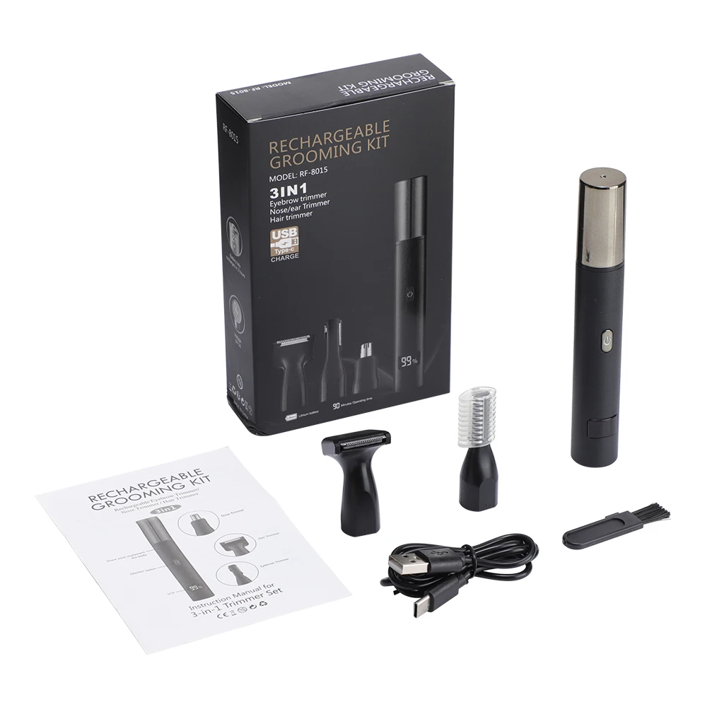 Electric Nose Hair Trimmer for Man Women Digital Display 360° Roating Machine No