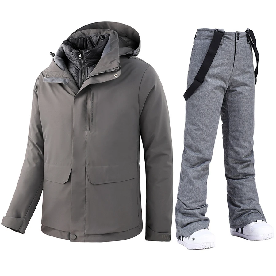 

High-quality Winter Ski Suit Men New 2022 Thermal Waterproof Snow Down Jacket and Snowboard Pants Set Skiing Snowboarding Suits