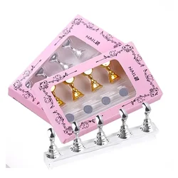 5PCS Magnetic Nail Holder Practice Display Stand Acrylic Crystal Showing Shelf Nail Art Tool Colorful Nail Polish For Novice