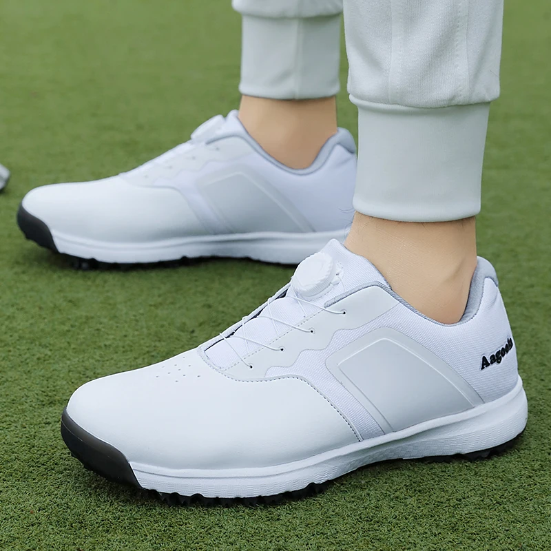 

Large Size 39-47 Men Professional Athletic Golf Training Sneakers Spikes Golfing Shoes Leather Youth Golfer Footwear