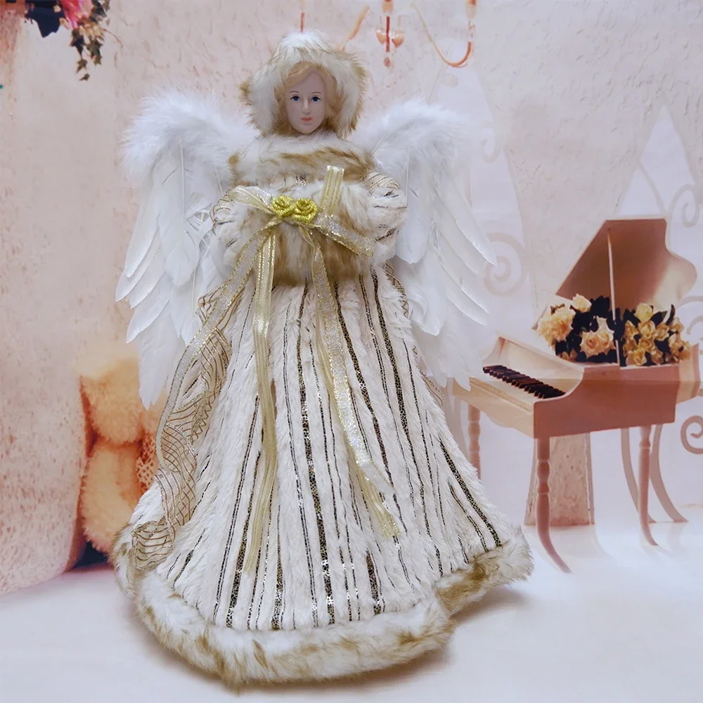 40cm Christmas Angel Doll Figurine Toy Treetop Ornaments Standing Birthday Natal Decorations Navidad Home Decor Christmas Tree Decoration Santa Claus Doll