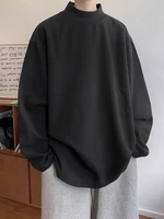 Loose Long Sve Mid-Ne f-High Collar Thermal irt Men's Autumn Winter Warm Base Layer T-irt Youth Faion Casual Wear