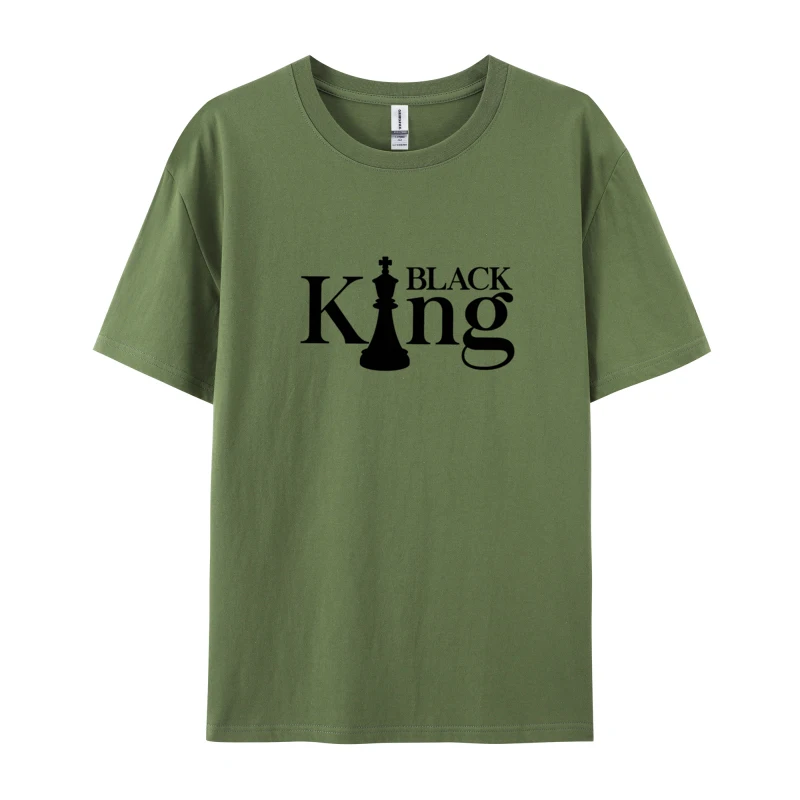 Black King Tops T Shirt Funny Round Collar Printing Short Sleeve Pure Cotton Men Top T-shirts Normal Tops & Tees Black King armygreen