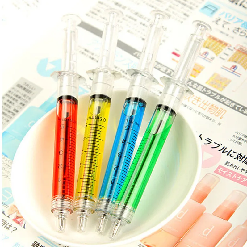 Ballpoint Pen Creative Simulation Colored Needle Nurse Hospital Office School Stationery Household Items Color Random
