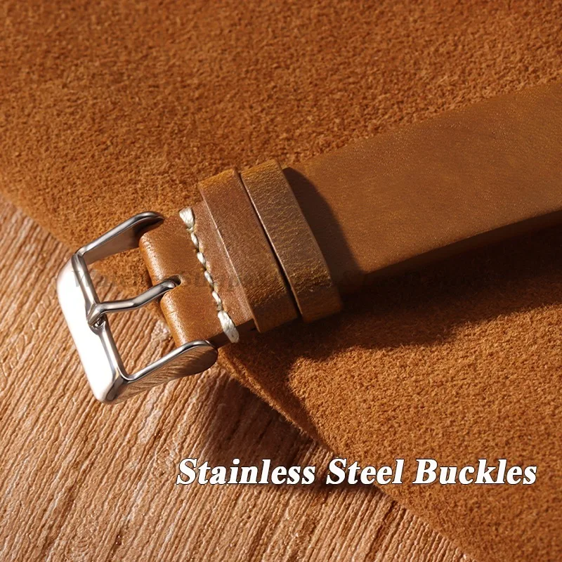 Vintage-Style Genuine Leather Quick Release Watch Strap