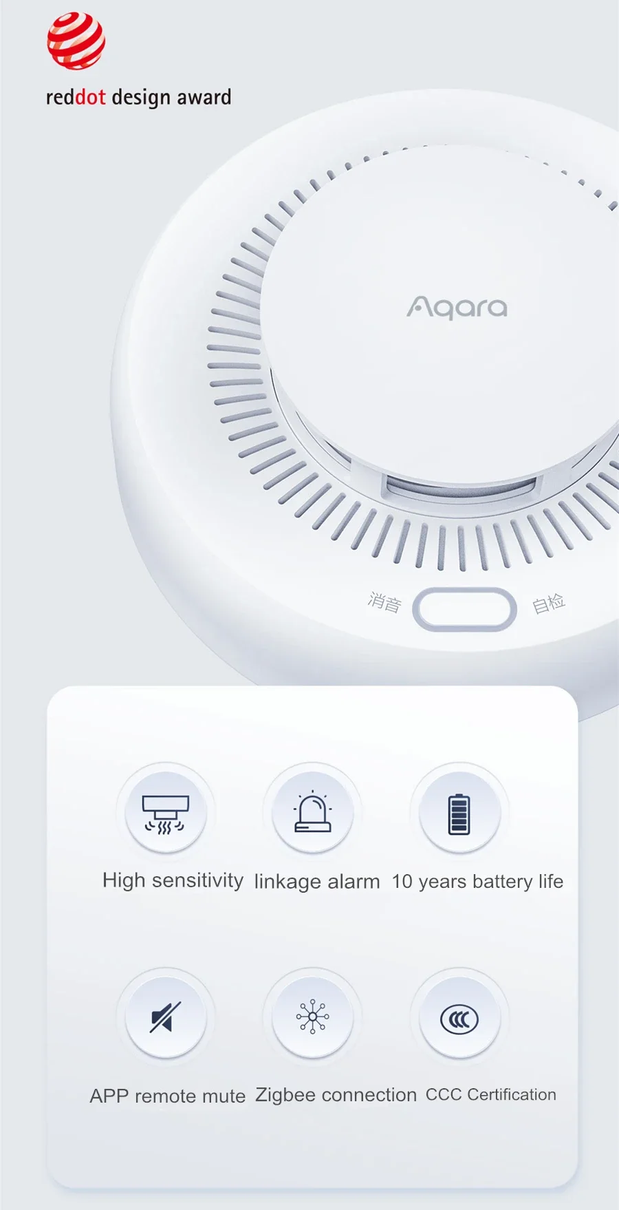 Original Aqara Smoke Detector Fire Alarm Monitor Zigbee 3 0 Sound Alert Smart Home Security Work With Xiaomi Mi Home Homekit, Alina Gadgets