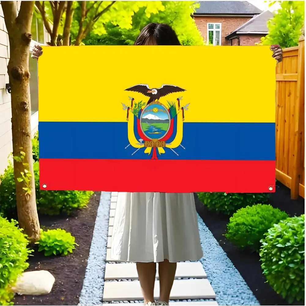 World Cup National Flag Ecuador Flags Edgeless four-ring hanging decor indoor outdoor compatible easy for hanging display
