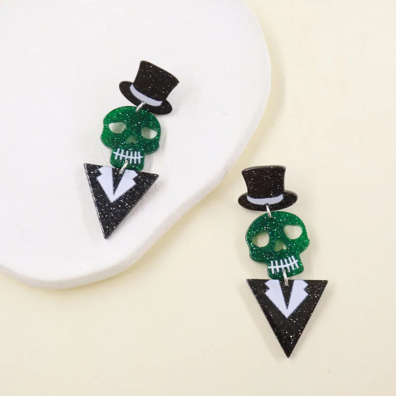 Horror Flower Skull Halloween Earrings For Women Hallowmas Cosplay Pumpkins Robot Suit Skullman Coffin Drop Earring Party - Image 3
