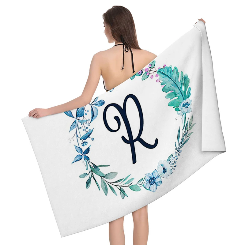 Home bath towels for the body towels bathroom letters and flower quick drying microfiber beach towel man and women large sports