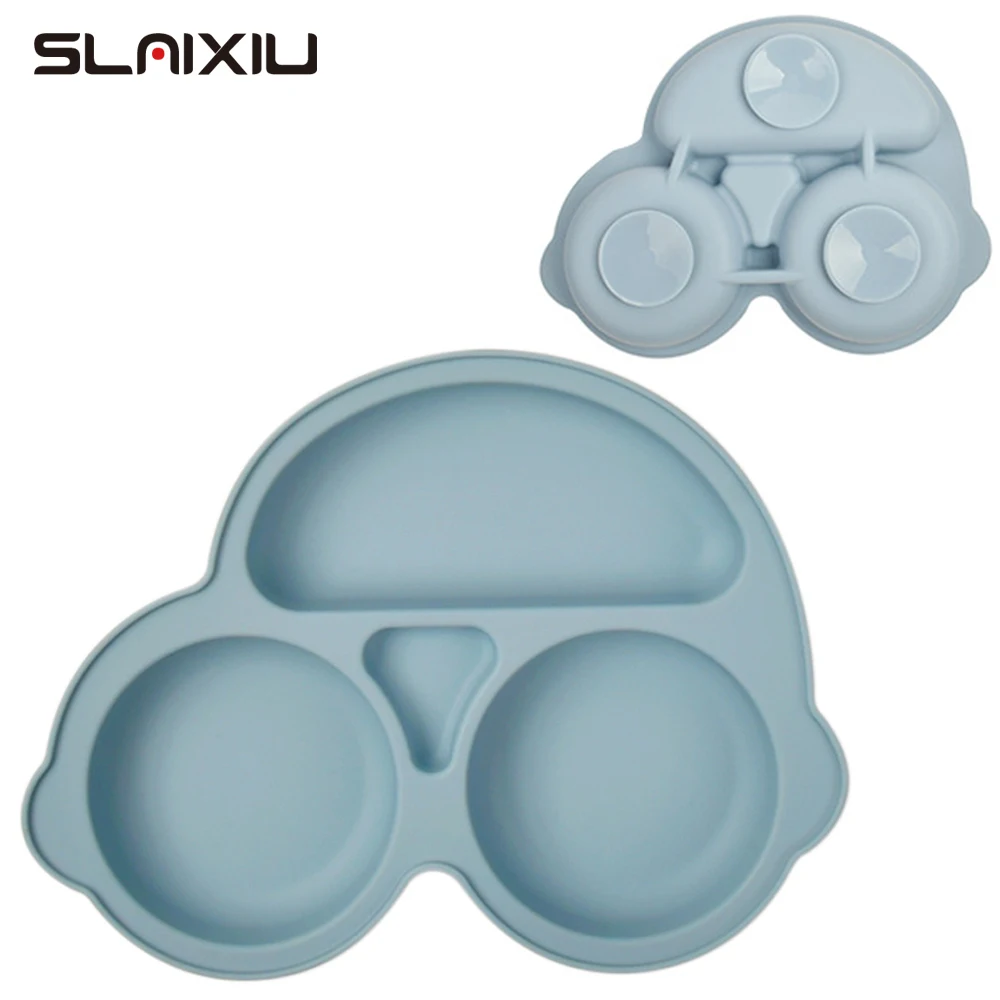Silicone Dining Plate Baby Kids Feeding Plate Sucker Bowl Children Dishes Toddler Training Tableware BPA FREE