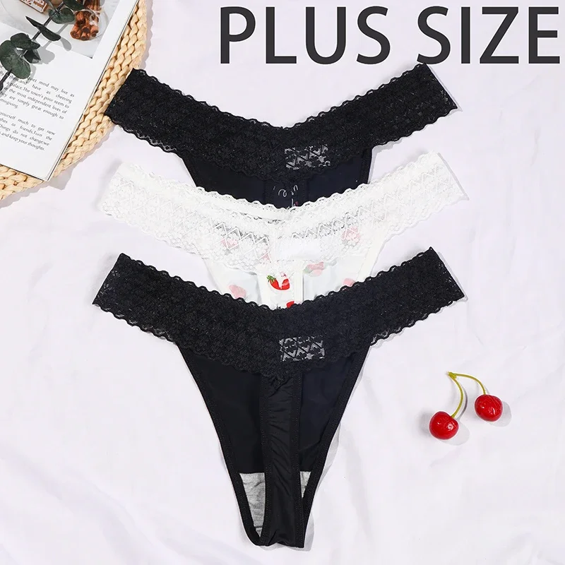 Sexy Panties S-3XL Plus Size Thongs Printed Underwear Low Waist Women's Underpants Comfortable Lingeries Soft Breathable Briefs