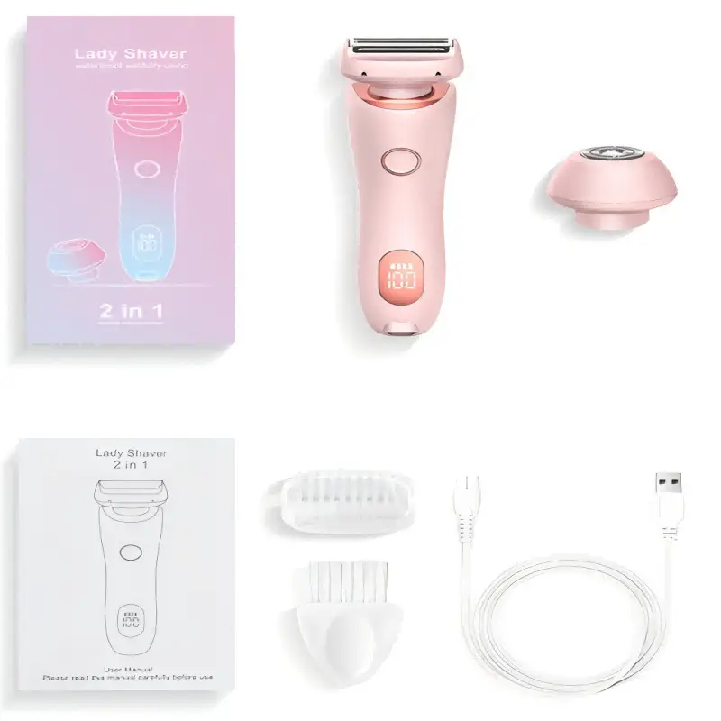 2 In 1 Women Electric Shaver Lady Razor Hair Removal Waterproof Wet or Dry for Underarm Bikini Leg Portable Painless Trimmer - Image 6
