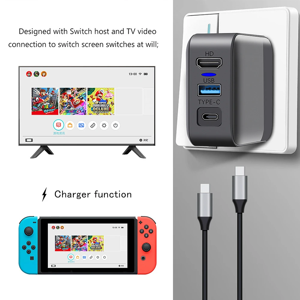 Ponkor Docking Station for Nintendo Switch/Nintendo Switch OLED, Charging  Dock 4K HDMI TV Adapter Charger with USB 3.0 Port Compatible with Official