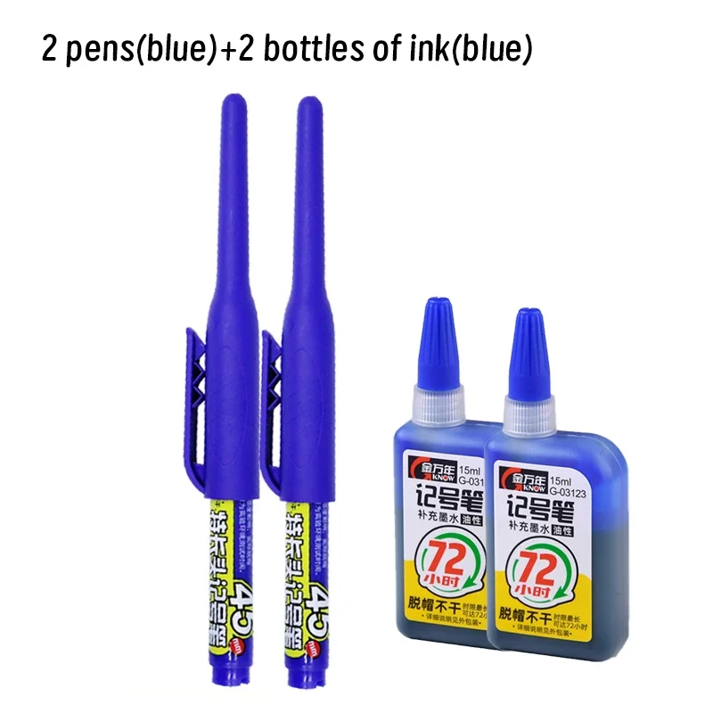 Waterproof Long Nib Deep Hole Marker Pen for Woodworking - Black/Blue/Red Ink