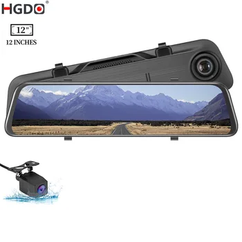 HGDO 대시 캠 스트림 미디어 자동차 카메라 터치 룸 미러 DVR, 1080P 후면보기 카메라 비디오 레코더, FHD 자동 등록, 12 인치