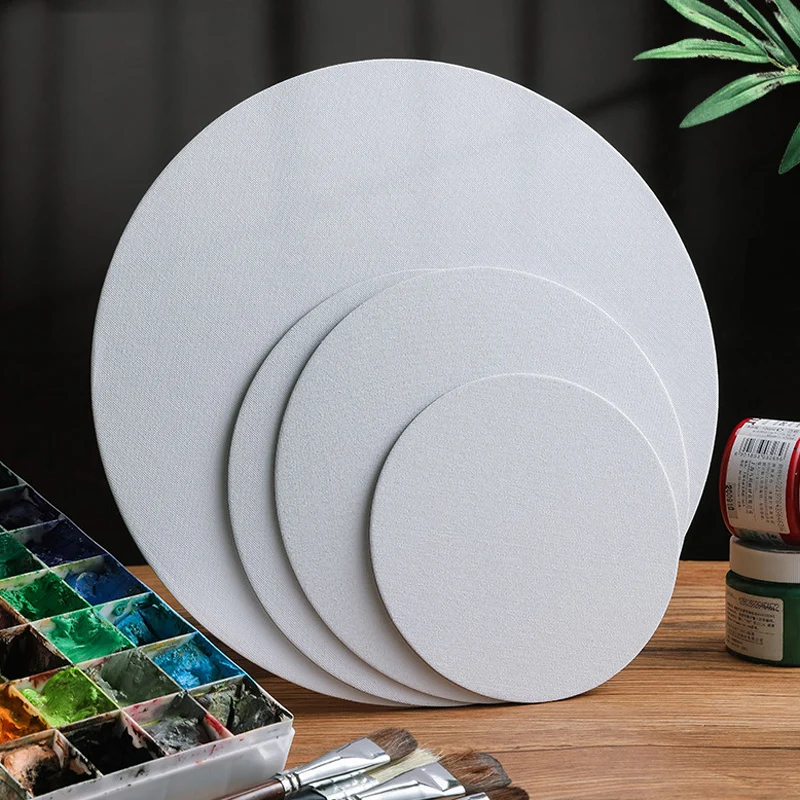 Round canvas board For painting Cotton blank Primed white Suitable for gouache watercolor acrylic oil painting 5Pcs Art supplies