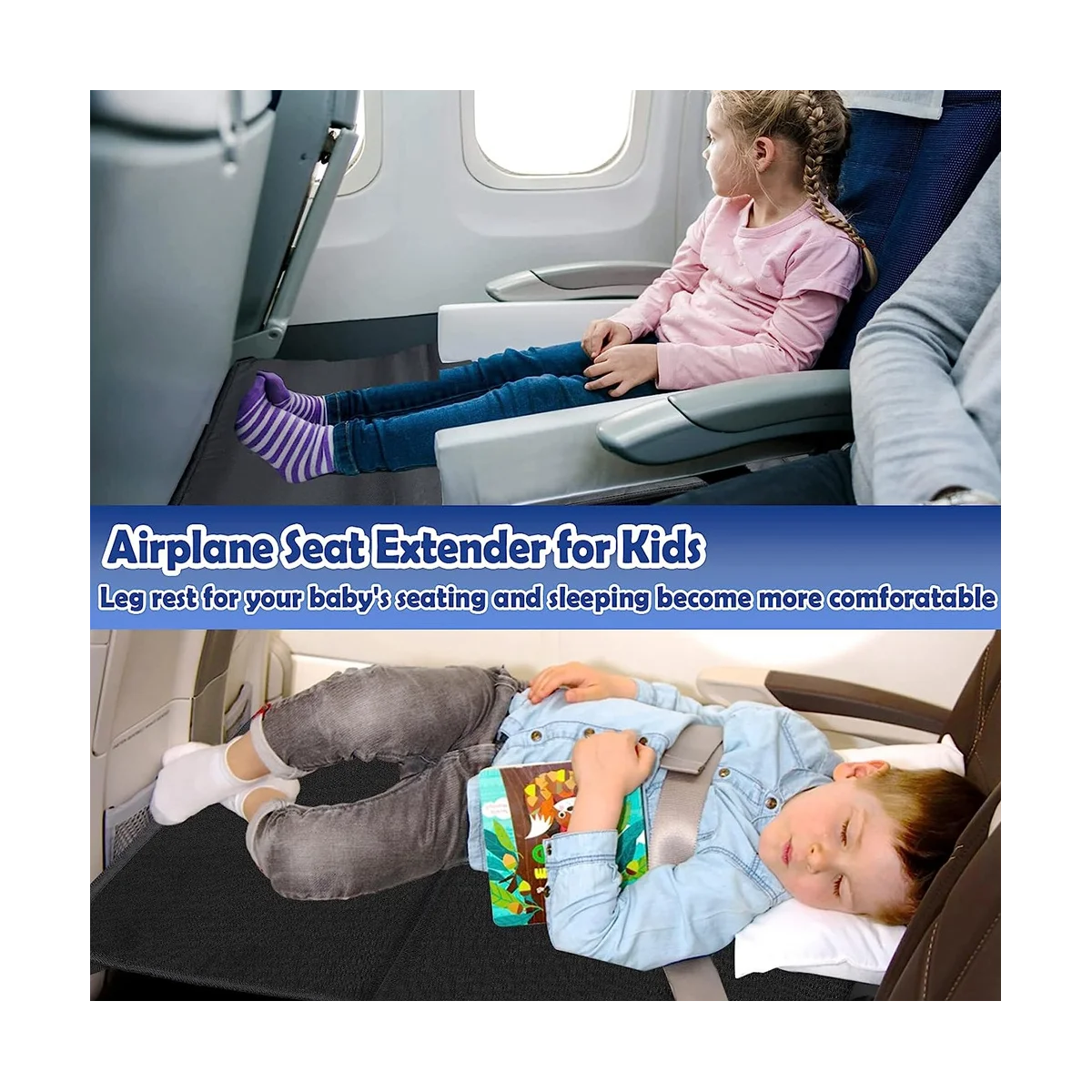 Airplane Cushion Extender Portable Airplane Travel Footrest With Side  Pockets For Leg Rest Airplane Cushion Extender