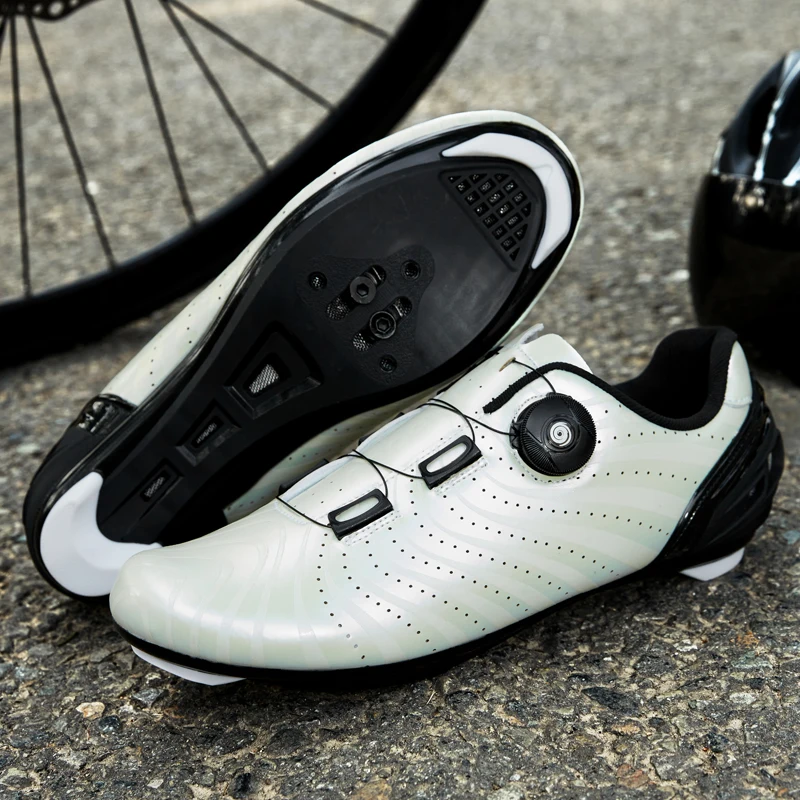 Men Self-Locking Cycling Shoes Luminous MTB Shoes sapatilha ciclismo SPD Mountain Road Bike Sneaker White Lockless Bicycle