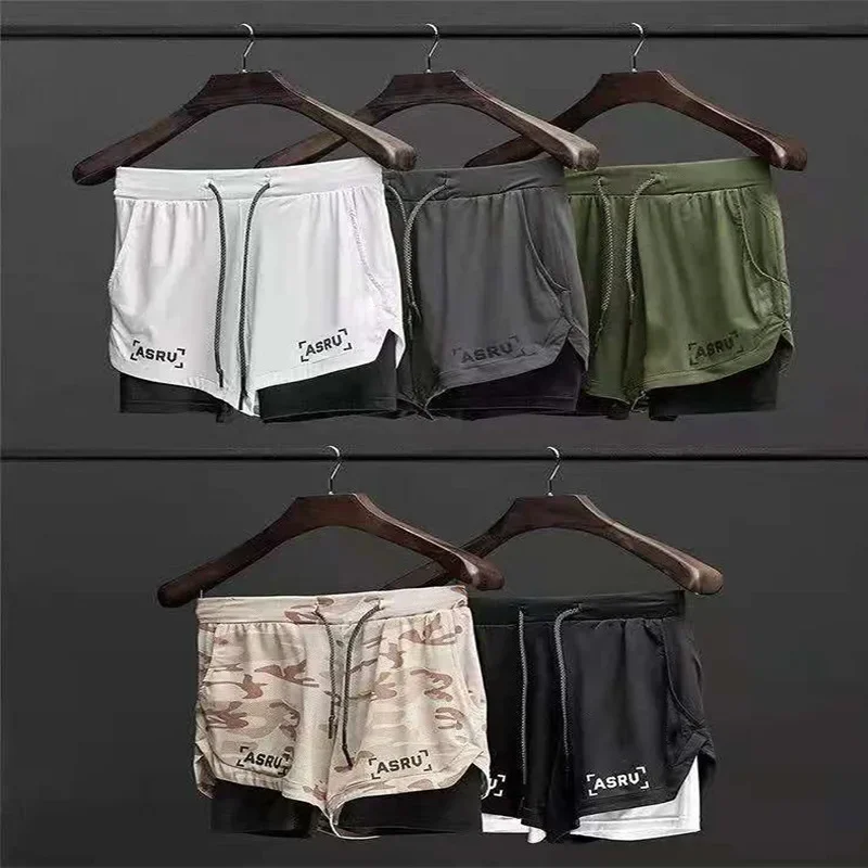 Running Shorts Men's Fitness Gym Training Sports Shorts Quick Dry Workout Gym Sports Jogging Double Layer Summer Men's