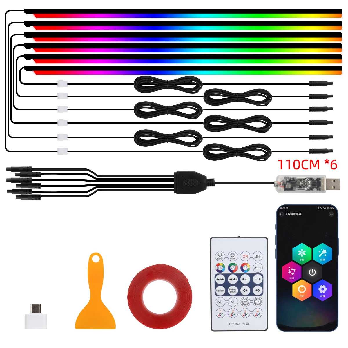ตัวเลือกสินค้า แถบไฟ LED อะคริลิค RGB ปรับสีได้ ตกแต่งบ้าน
