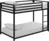 DHP Miles Low Metal Bunk Bed Frame for Kids, With Built-in Ladder, High Guardrail and Metal Slats, Floor Bed Bottom Bunk, No Box 5
