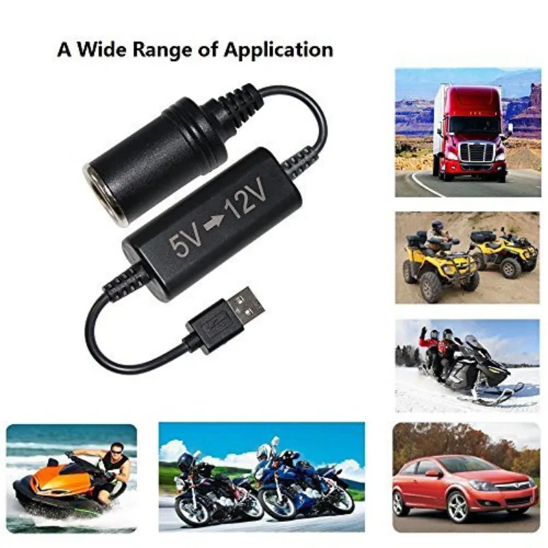 유선 자동 부스트 컨버터 어댑터 5V USB 포트 12V 자동차 시가 라이터 소켓 전원 코드 변압기 케이블 전원 공급 장치