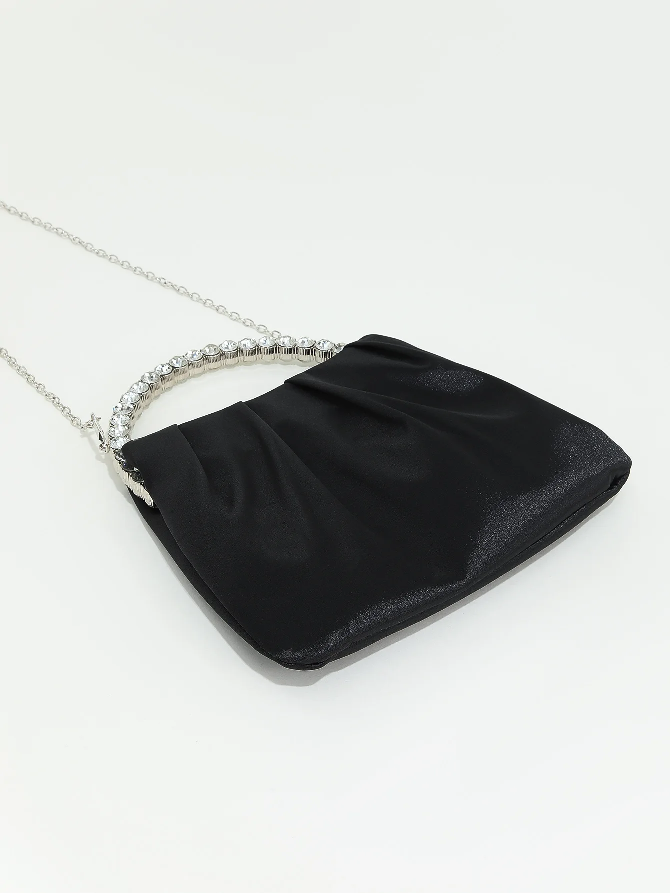 Luxus Designer Diamant Griff Stein Clutch Geldbörse Kette Satin plissiert Frauen Party Handtasche lässig Umhängetasche Mini Shell Tote – Detail 10