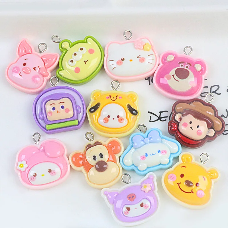 

10 шт. Sanrio Смола яркое лицо мультфильм изображение самодельные серьги брелок маленькая Подвеска DIY ювелирные аксессуары материалы ручной работы