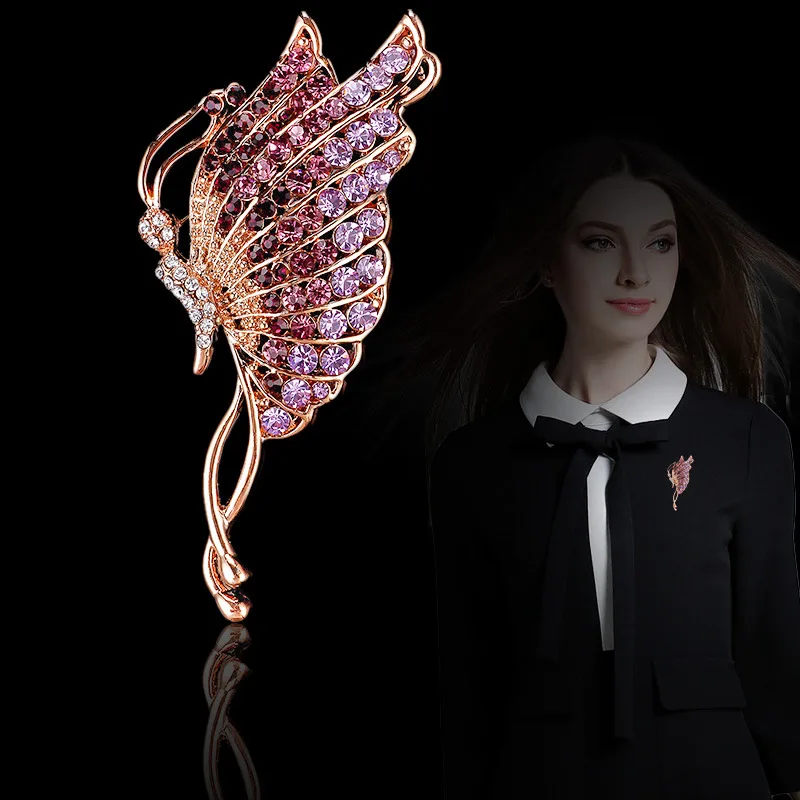 

Classic Jewelry Butterfly brooches Vintage pins Rhinestone Delicate Brooches for Women Bridal Gift Dress Accessories Elegant Pin