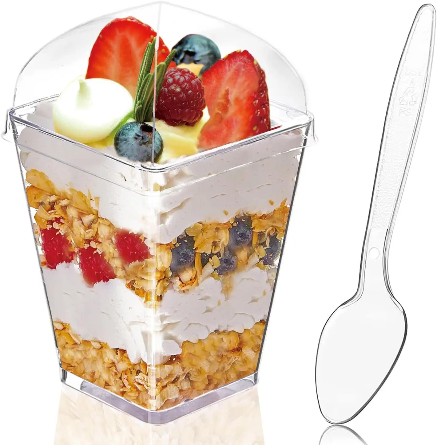 Plastic Cups 20PCS 160ml Dessert Cups With Lids Spoons For Pudding Cake Appetizer Jelly Yogurt Mousse Baking