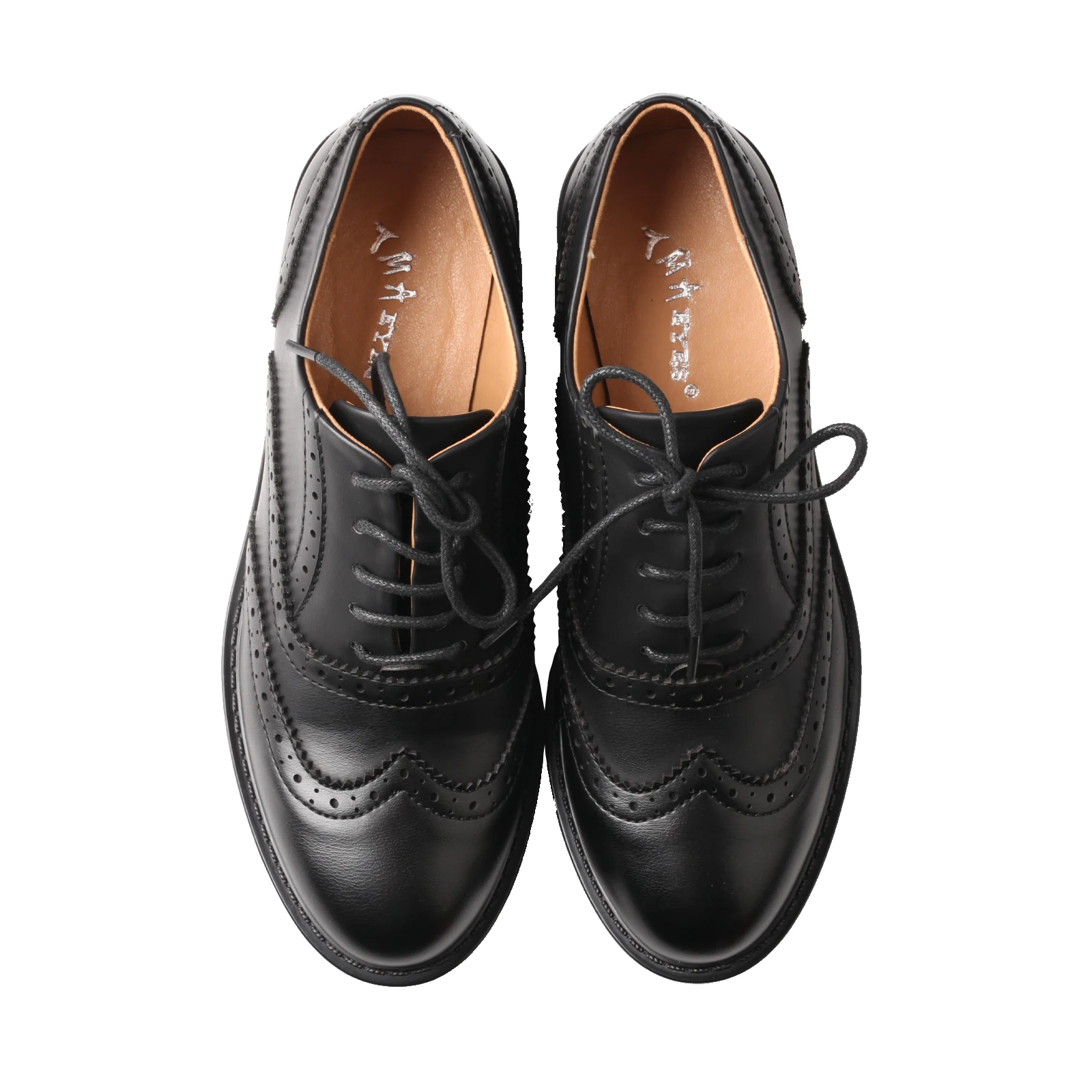 Spring Summer Women's Retro British Lace up Flat Heel Brogue Leather Shoes Brand Comfortable Casual Footwear 3
