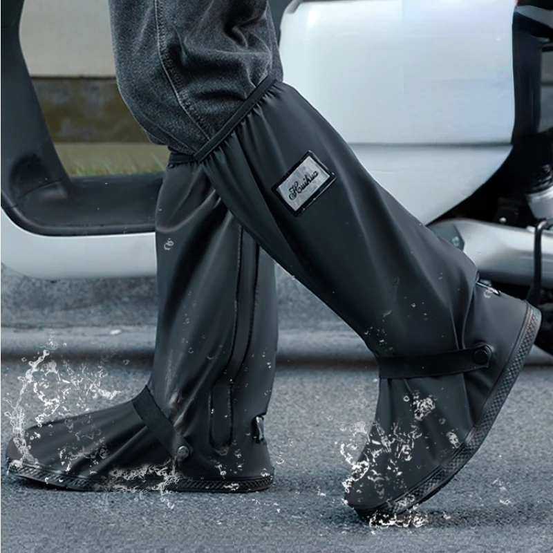 Shoe Covers Rain Boot Shoe Cover Black Waterproof with Reflector High Top Clear Shoes Reusable Motorcycle Cycling Bike Rain Boot Shoe Covers