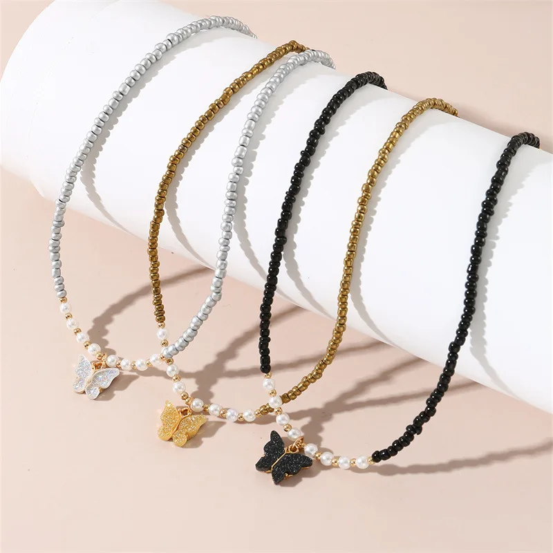 Bohemian Butterfly Imitation Pearl Women's Necklace Fashionable Sweet Romantic Party Evening Necklace For Women Jewelry Set 2023