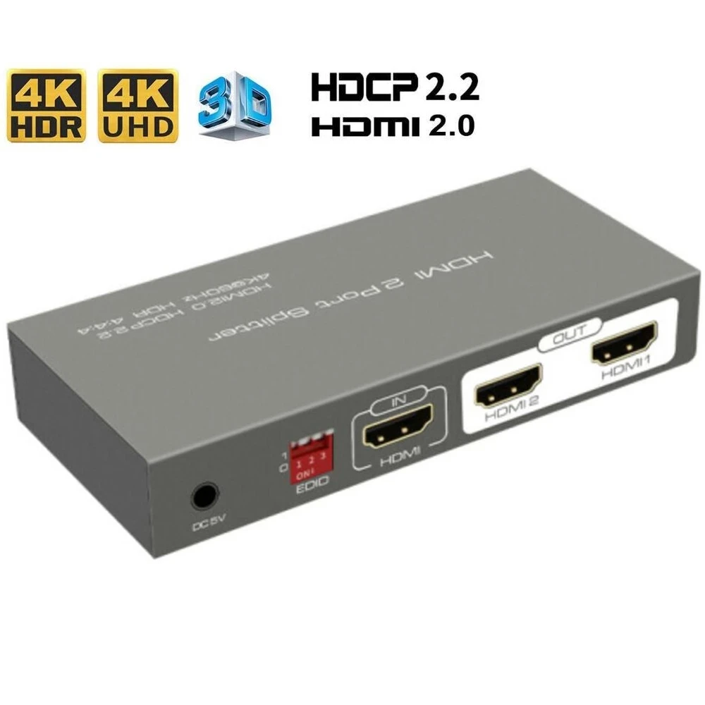 

HDMI-compatible 2.0 Splitter HDR HDCP 2.2 2/4-port HDMI-compatible 2.0 splitter 4K 60Hz 1 in 2 out with EDID control