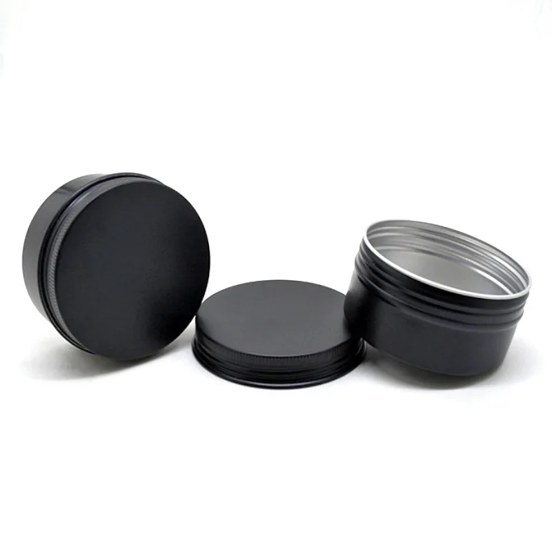 10Pcs 5g 10g 15g 20g 30g 50g 60g Empty Black Aluminum Tins Cans Screw Top Round Candle Spice Tins Cans with Screw Lid Containers