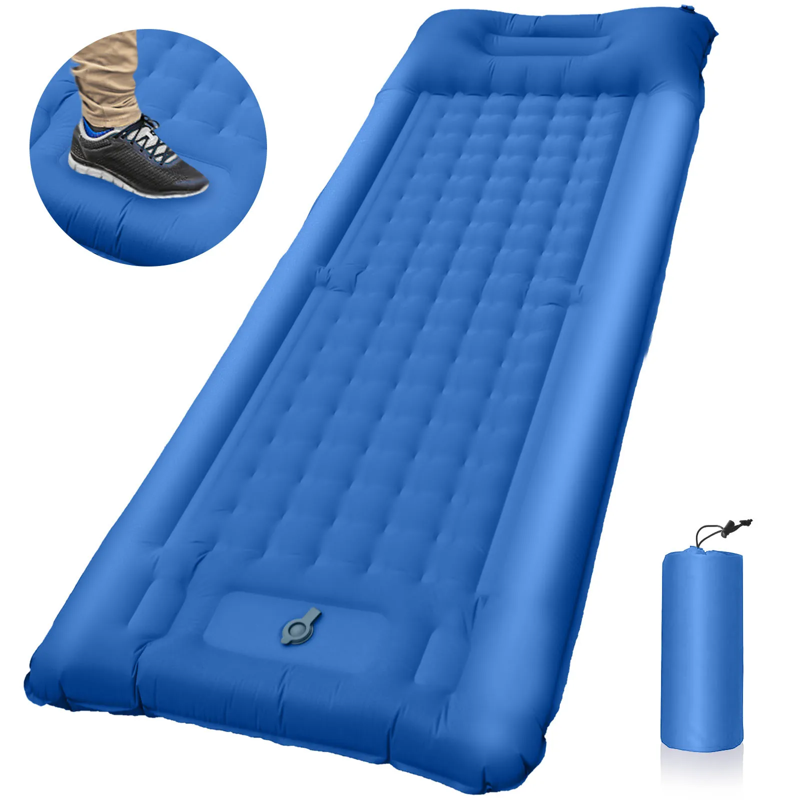 

Ultra-Thick Sleeping Pad With Bag 40D Nylon TPU Air Mattress Inflatable Sleeping Mat Built-in Foot Pump Camping Outdoor Tools