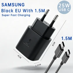 Original Samsung 25W Type C Fast Charge Adapter - Black EU with 1.5m