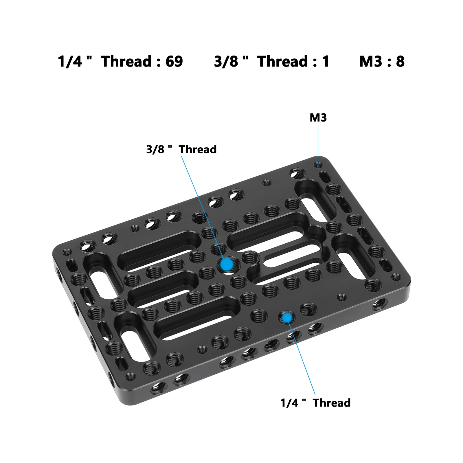 SZRig 다용도 백보드 치즈 플레이트 119 x 76 mm 1/4인치 & 3/8인치 나사 카메라 케이지 슬라이더용 골드 마운트 배터리 플레이트