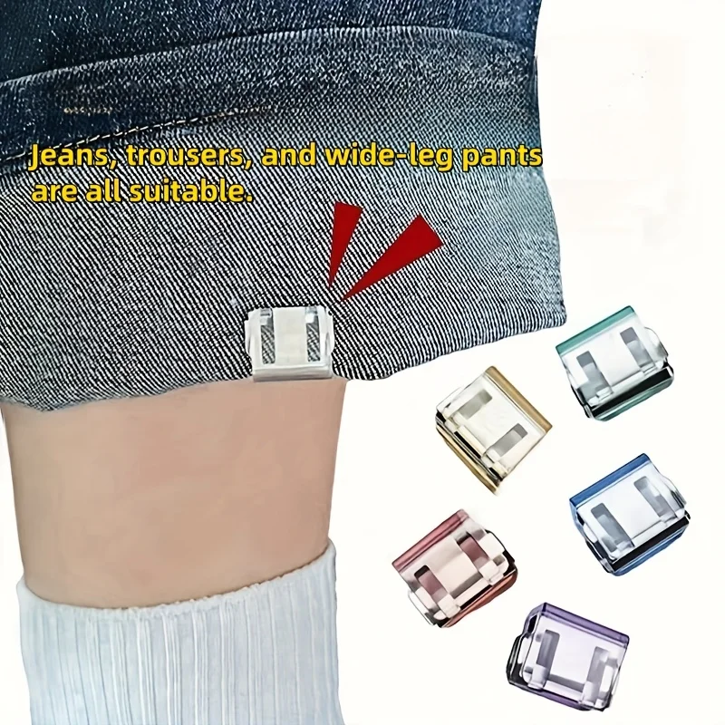 2/4/6-Pack Invisible Hem Clips - No-Sew Pant Leg Shortening Clips with Anti-Slip Grip, Seamless Adjustable Length Solution