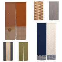 Japanese Linen Lines Door Curtain Texture Kitchen Bedroom Entrance Decor Bathhouse Partition Doorway Hanging Split Half-Curtain 1