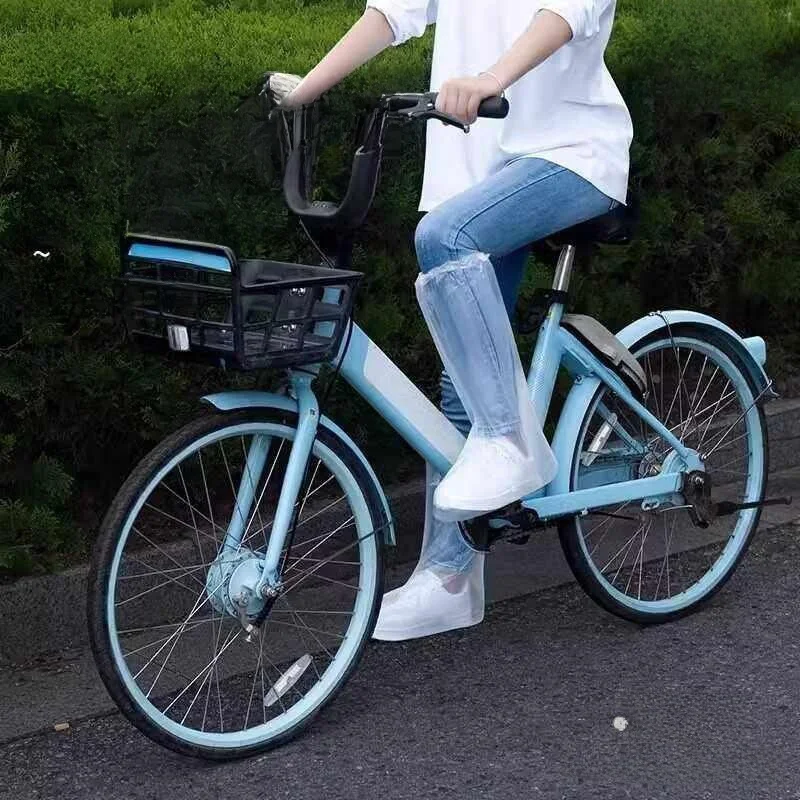 방수 두꺼운 롱 하이 튜브 레인 부츠 커버 슬립온 투명 플라스틱 신발 커버 미끄럼 방지 내마모성 비 오는 날용