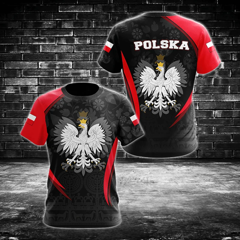 Poland Flag & Coat Of Arms Graphic Tee Summer Casual Pullover Men's Fashion  Loose T-shirts Boys Oversized Short Sleeves Tops - T-shirts - AliExpress