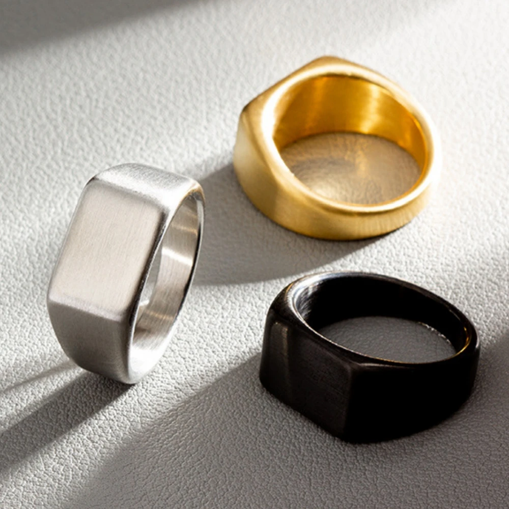 Rechteckiger Siegelring aus Edelstahl für Herren, wasserdichter Fingerschmuck, Accessoires