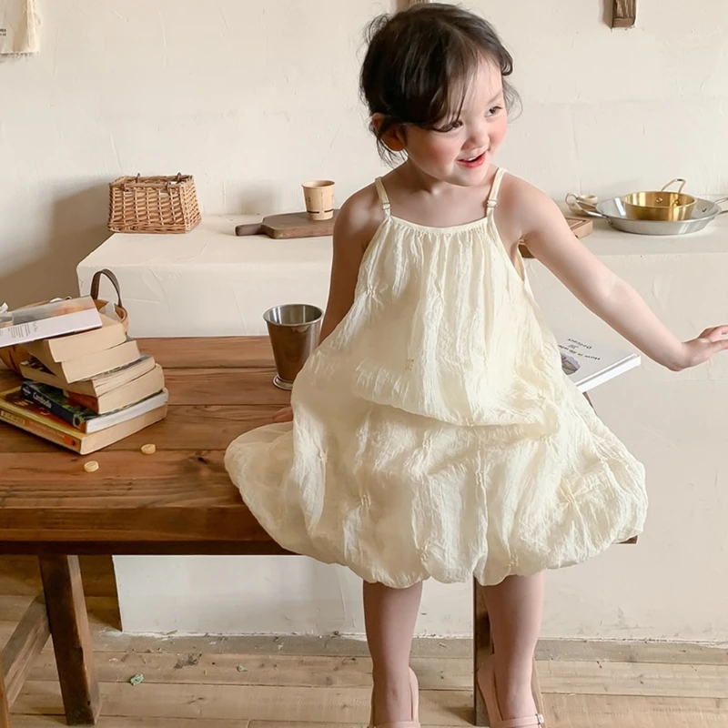 

N80C Summer Slip Dress for Girls Child Princess Style Dresses Baby Girl Photo Shooting Braces Skirt Spring Bottoming Dresses
