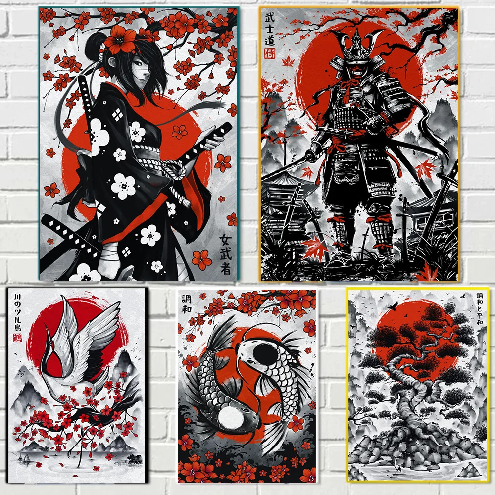 Dipinti Divertenti Di 7 Virtù Di Bushido Silk Poster Stampa Arte Wall
