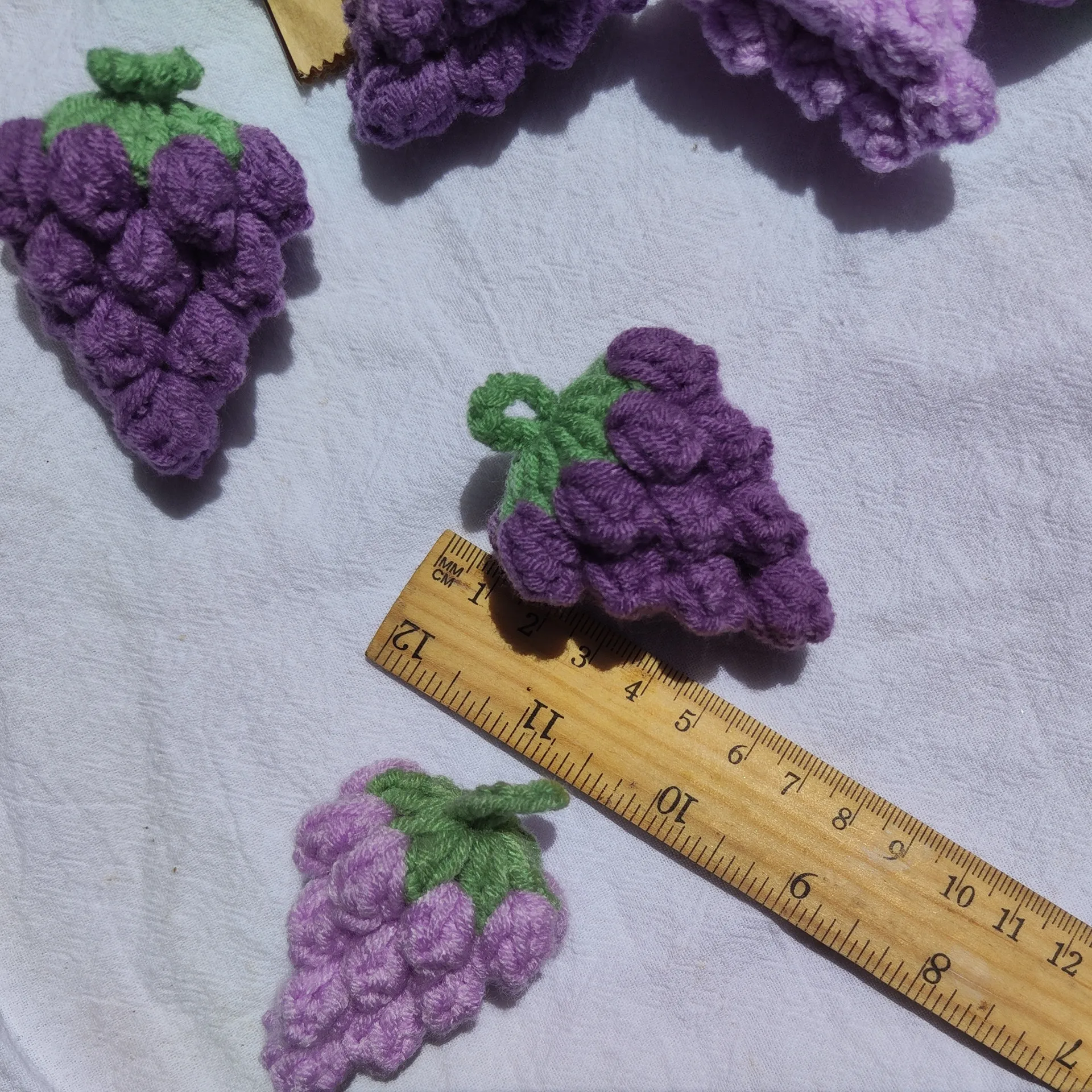 3PCS Handmade Crochet Purple Grape Wool Knitted Bag Fruit