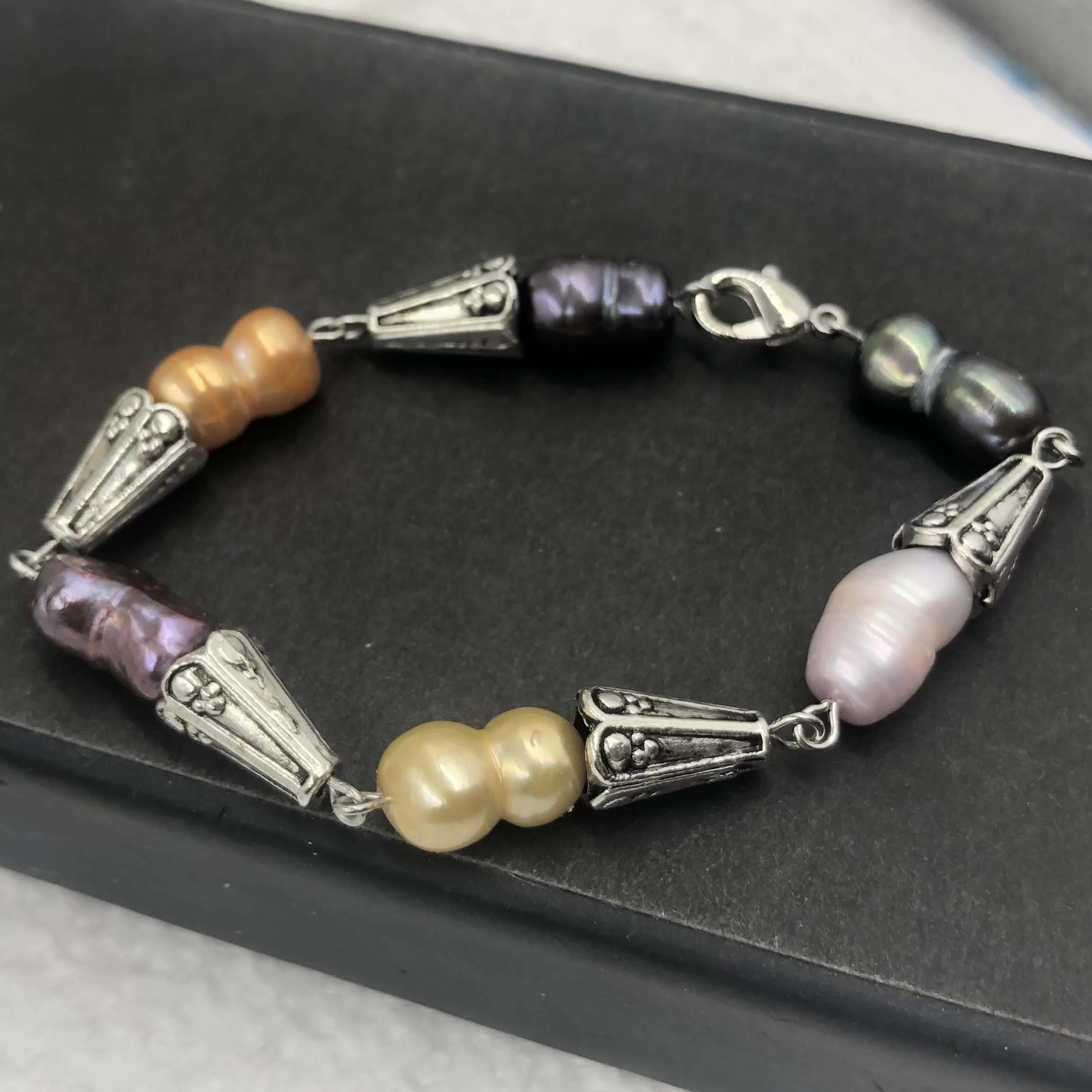 [ELEISPL]  Wholesale 4 Strands Baroque Mixed Freshwater Real Pearl Bracelets  #22010125