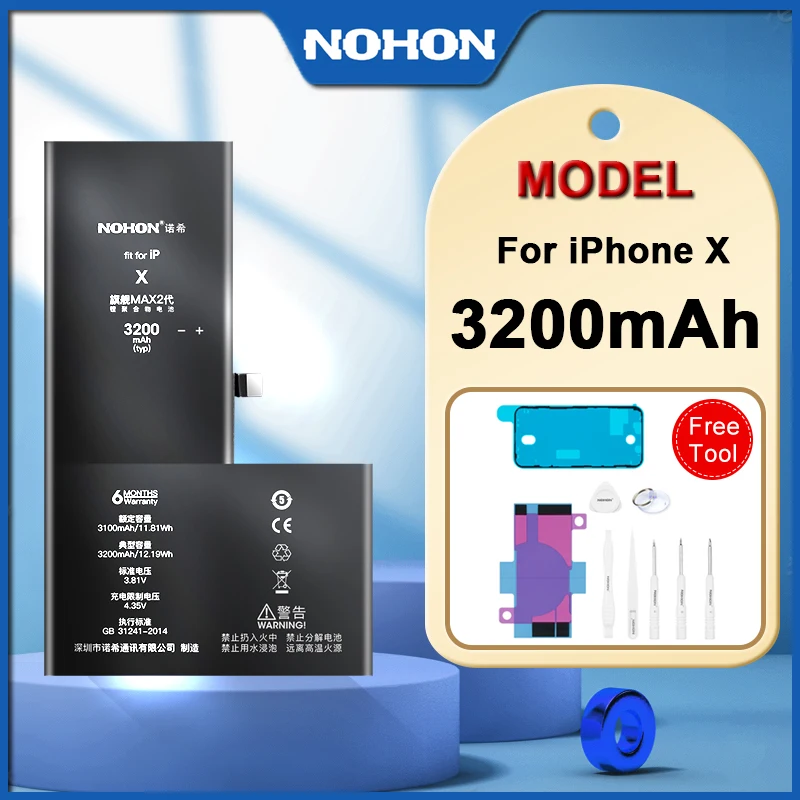 

NOHON Battery For iPhone X 6S 7 6 8 Plus 11 12 Pro Max Mini Bateria For iPhone XS 5S 5C High Capacity Battery