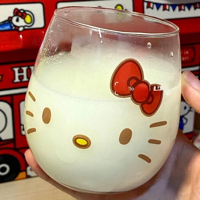 Hello Kitty Glass Heart Milk Juice Cup Belly Ital Megvastagodott Nagy Kapacitású Aranyos Rajzfilm Animáció Kreatív Divat Új - Image 5