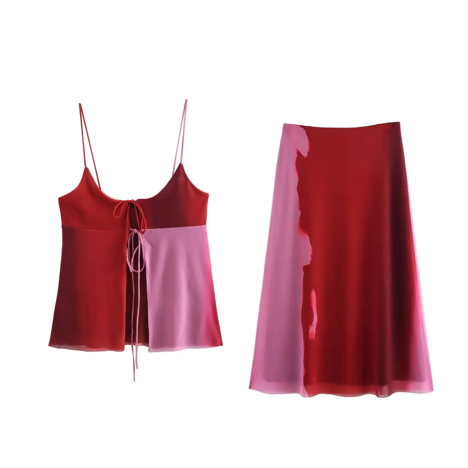 Conjunto De Verano 2 Piezas Para Mujer - Top Y Falda Y2K, Estilo Un Hombro Sin Espalda, Poliéster
